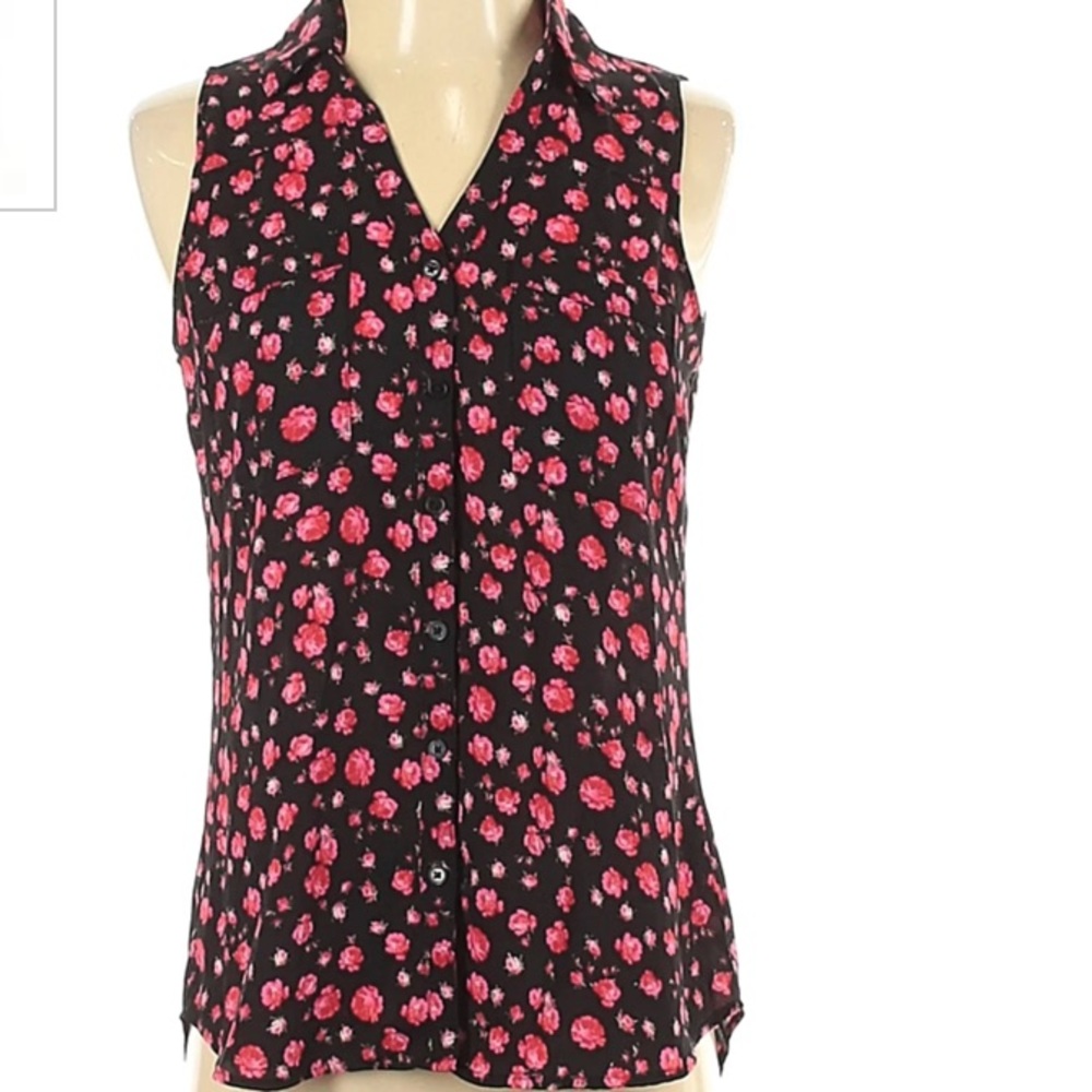 Button down pink floral blouse